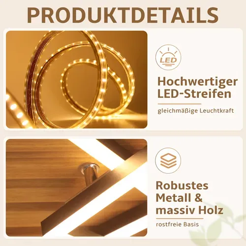 Plafonnier LED Bois Plafonnier Salon Dimmable 3 Angulaire Moderne [classe énergétique E]