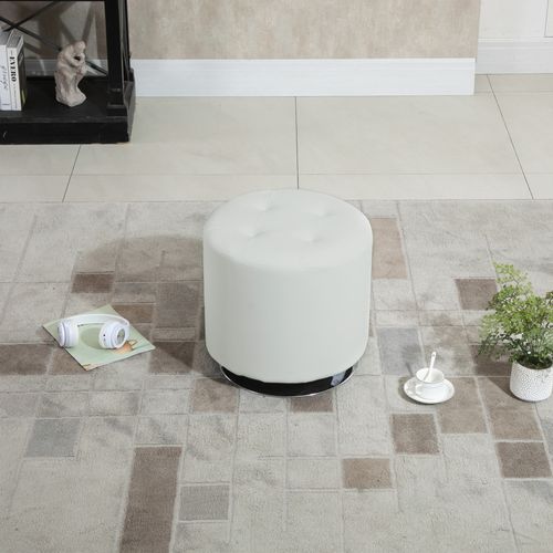 Repose-pieds Pivotant En Pu Et Acier - Blanc - D. 45,5 X 44,5 Cm