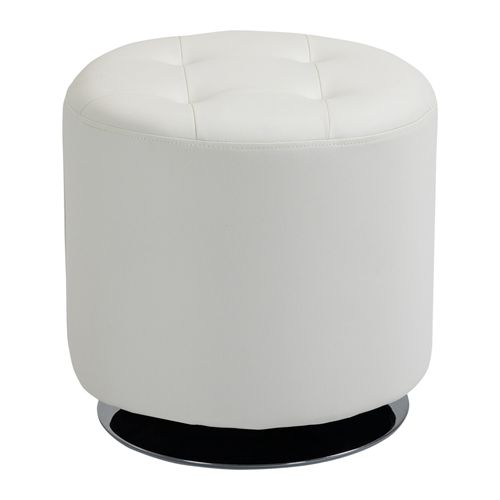Repose-pieds Pivotant En Pu Et Acier - Blanc - D. 45,5 X 44,5 Cm