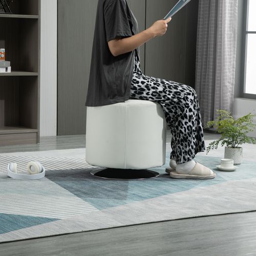 Repose-pieds Pivotant En Pu Et Acier - Blanc - D. 45,5 X 44,5 Cm