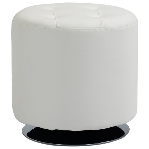 Repose-pieds Pivotant En Pu Et Acier - Blanc - D. 45,5 X 44,5 Cm