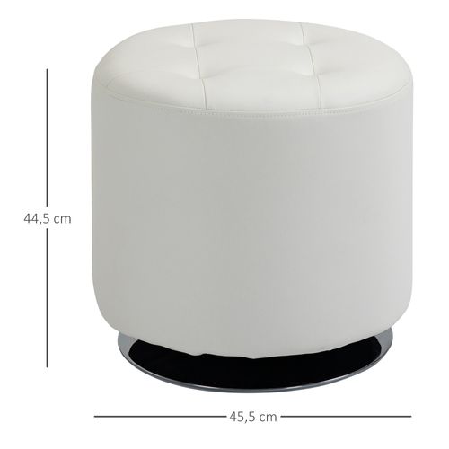 Repose-pieds Pivotant En Pu Et Acier - Blanc - D. 45,5 X 44,5 Cm