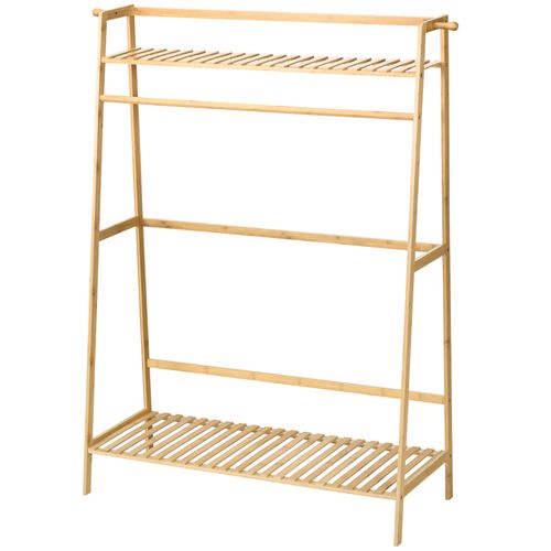Portant à Vêtements Penderie En Bambou - Naturel - 114 X 40 X 139 Cm