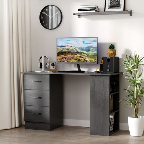 Bureau Informatique Avec Rangements - Bois D'ingénierie - Noir - 120 X 49 X 72 Cm