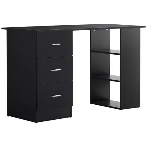 Bureau Informatique Avec Rangements - Bois D'ingénierie - Noir - 120 X 49 X 72 Cm