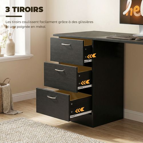 Bureau Informatique Avec Rangements - Bois D'ingénierie - Noir - 120 X 49 X 72 Cm