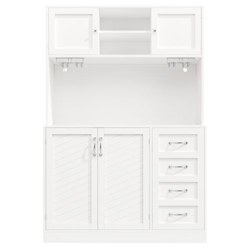 Buffet Mdf Vert 120x40x188 Cm Avec LED, Tiroirs Et Porte-bouteilles
