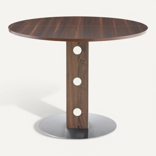 Table Basse Ronde Avec Rangements Intégrés - Mdf Et Métal - Noyer - 100x100x76 Cm