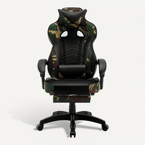 Fauteuil De Bureau Gaming - Pu / Métal - Noir/vert Multicolore - 56x46x121-128 Cm