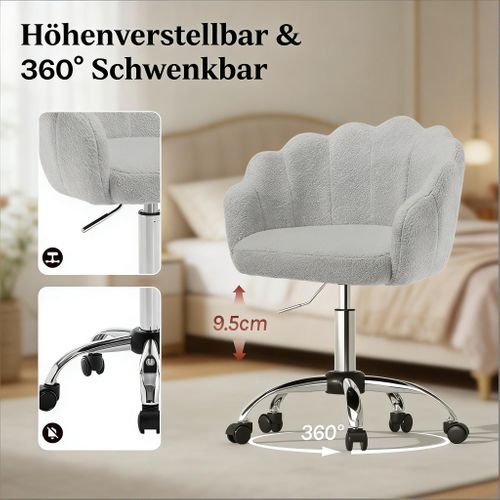 Chaise De Bureau Pivotante - Tissu Et Métal - Gris Clair - 37,5x55x81,5 Cm
