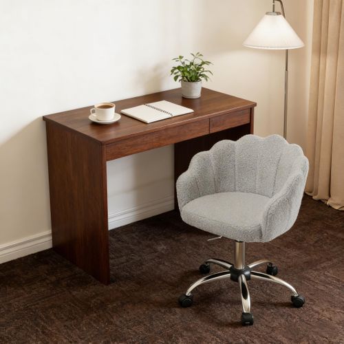 Chaise De Bureau Pivotante - Tissu Et Métal - Gris Clair - 37,5x55x81,5 Cm