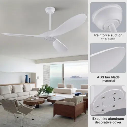 Ventilateur De Plafond - Abs - Blanc - 152 X 152 X 37 Cm