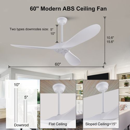 Ventilateur De Plafond - Abs - Blanc - 152 X 152 X 37 Cm