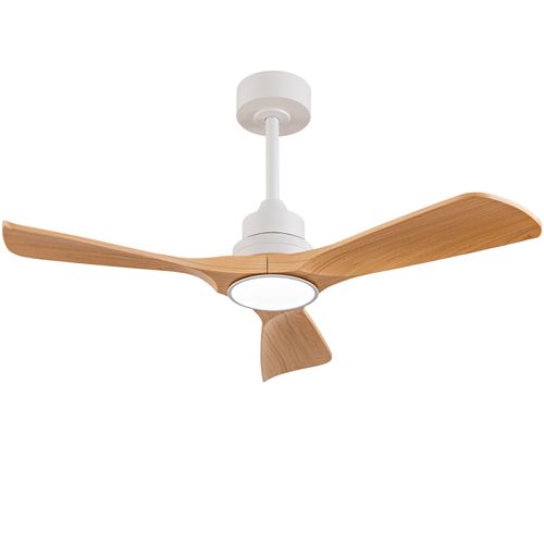 Ventilateur De Plafond - Pales En Abs - Blanc Et Naturel - 107x107x37 Cm