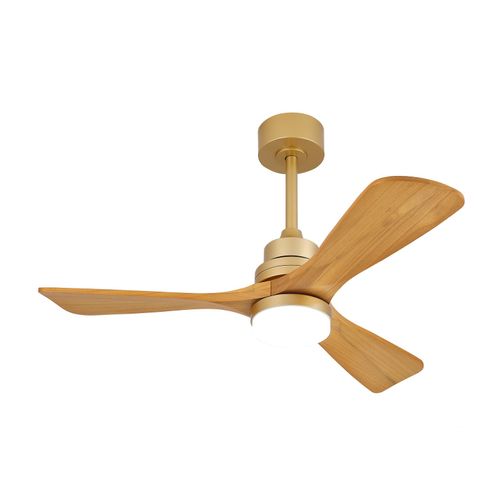 Ventilateur De Plafond Avec Lampe - Bois Massif - Chêne Doré - 107x107x37cm