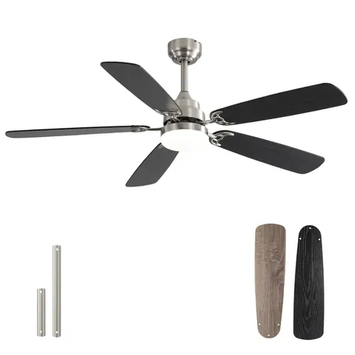 Ventilateur De Plafond Avec Lampe - Mdf - Nickel Brossé - 132x132x19.3cm