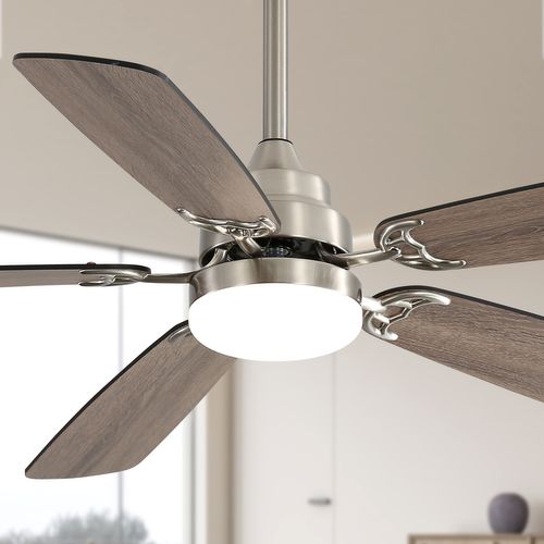 Ventilateur De Plafond Avec Lampe - Mdf - Nickel Brossé - 132x132x19.3cm