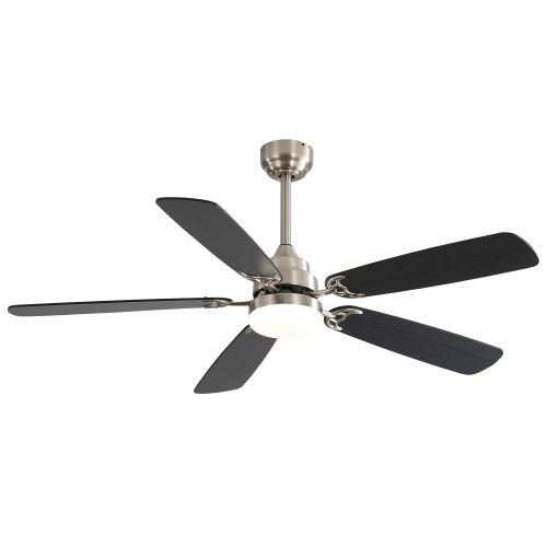 Ventilateur De Plafond Avec Lampe - Mdf - Nickel Brossé - 132x132x19.3cm