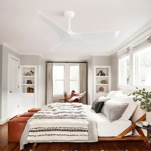 Ventilateur De Plafond - Abs - Blanc Mat - 96,5x96,5x27cm