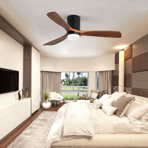 Ventilateur De Plafond - Bois Massif - Noir - 132x132x30cm