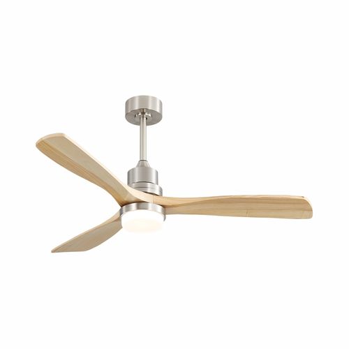 Ventilateur De Plafond - Bois Massif - Nickel Brossé - 132 X 132 X 52 Cm