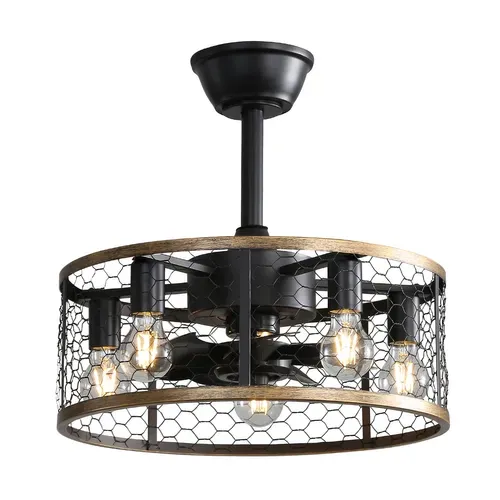 Ventilateur De Plafond Industriel Cage - Abs - Noir - 50,8 X 50,8 X 42 Cm