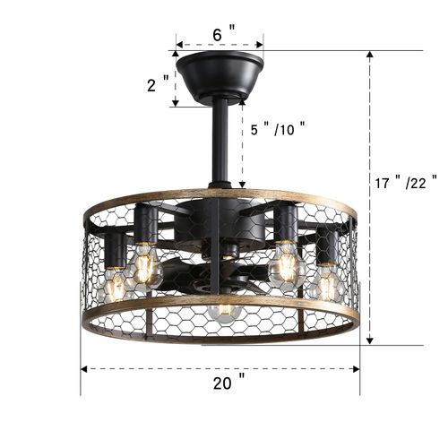 Ventilateur De Plafond Industriel Cage - Abs - Noir - 50,8 X 50,8 X 42 Cm