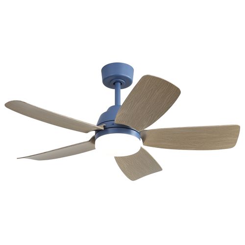 Ventilateur De Plafond LED - Abs Grain Bois Gris - Bleu Foncé - 106,6x106,6x46,5 Cm