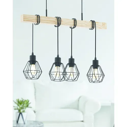 Suspension 4 Lumières TOWNSHEND5  Noir et marron vue d'ambiance 1