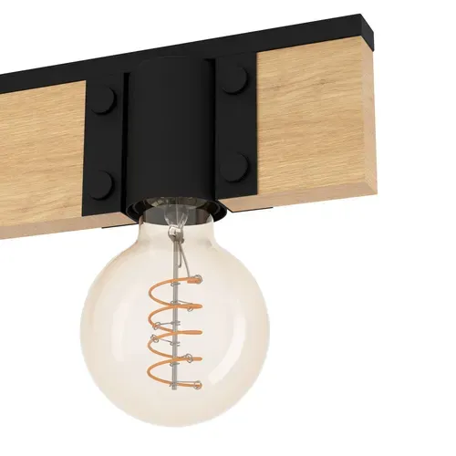 Suspension 4 Lumières H. 110cm BAILRIGG Noire et naturel vue accessoires