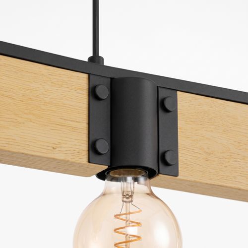 Suspension 4 Lumières H. 110cm BAILRIGG Noire et naturel vue détaillée