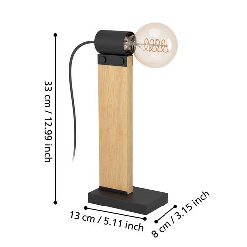 Lampe à poser H.33 cm BAILRIGG Noire et naturel