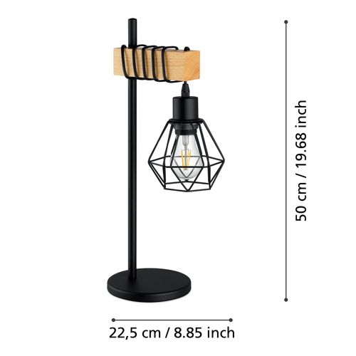 Lampe à poser H. 50 cm TOWNSHEND5 Noire et marron
