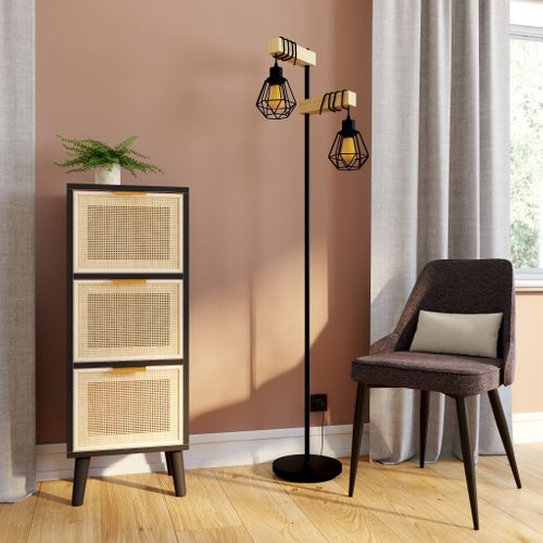 Lampadaire 2 Lumières TOWNSHEND5 Noir & marron