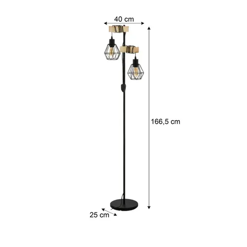 Lampadaire 2 Lumières TOWNSHEND5 Noir & marron
