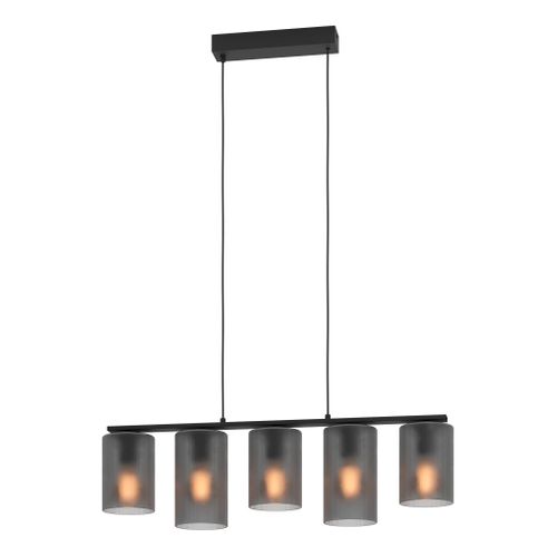 Suspension 5 Lumières H. 110cm COLOMERA Noire et grise mat