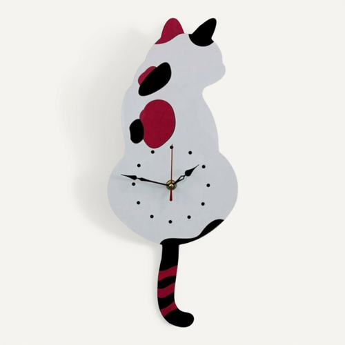 Horloge Murale Chat Avec Queue Qui Bouge – Design Vintage, Mouvement Quartz Silencieux, Pour Salon, Chambre, Bureau (42 X 18 Cm)