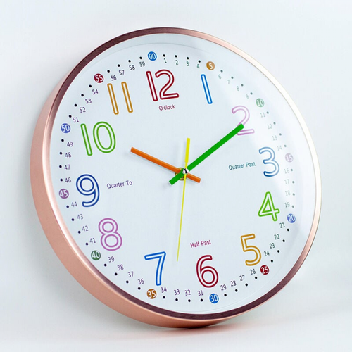 Horloge D'Apprentissage Enfants En Bois - 14 Cm - Aiguilles Heures & Minutes - Pédagogique Pour Maison & École - Bleu Marine - 6
