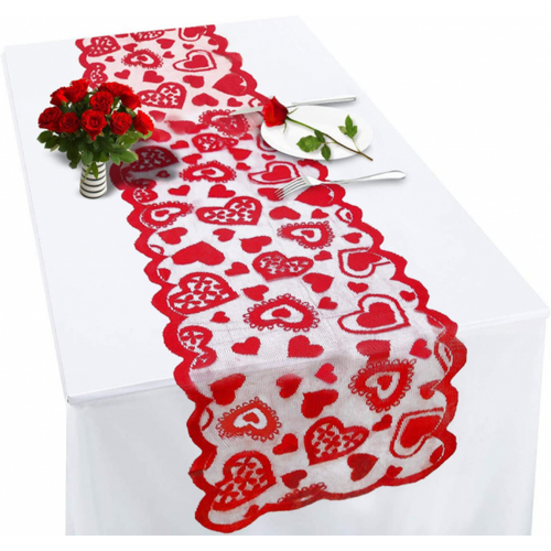 Chemin De Table Saint Valentin Decoration Napperon Cœur Set De Table Rouge Nappe De Table Rectangu