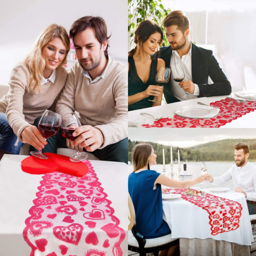 Chemin De Table Saint Valentin Decoration Napperon Cœur Set De Table Rouge Nappe De Table Rectangu