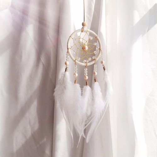 Blanc Petit Attrapeur De Rêves,capteur Rêves Avec Plumes Fait Main,dreamcatcher Décoration Murale