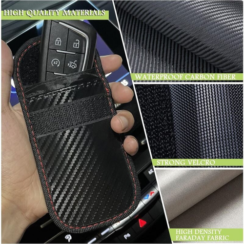 Boîte Faraday Anti RFID - Protection Clés Voiture Sans Contact - 115x95x65 Mm - Avec 2 Pochettes