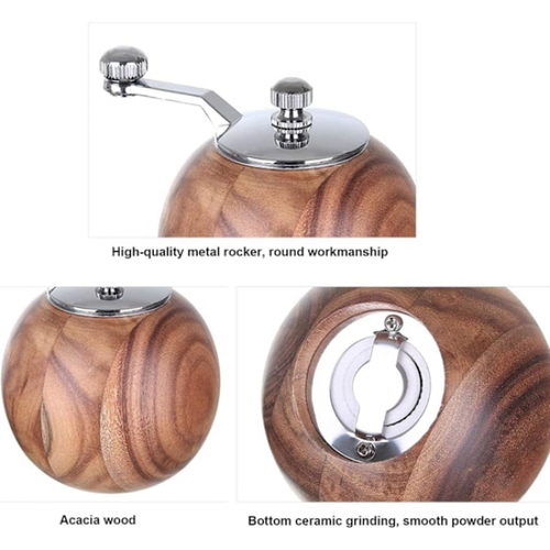 DeroTeno Moulin à Sel Et Poivre En Bois D'Acacia 22 Cm - Mécanisme Céramique Réglable