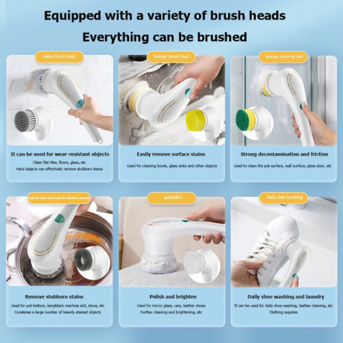 Brosse Nettoyage Electrique Scrubber Set: Brosse Nettoyage Portable Batterie Rechargeable Spin