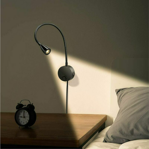 Liseuse De Chevet LED, Protection Des Yeux Lumière Blanche Chaude, Noir