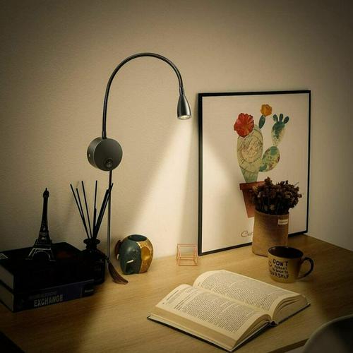 Liseuse De Chevet LED, Protection Des Yeux Lumière Blanche Chaude, Noir