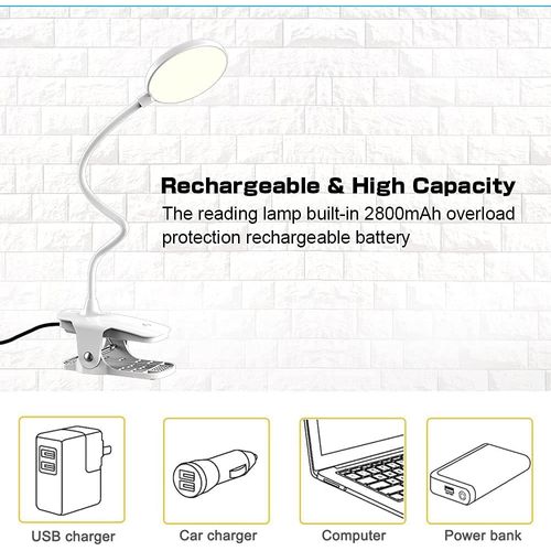 Lampe De Bureau LED Sans Fil Rechargeable, 3 Couleur Et 3 Intensité Réglables, Lampe De Chevet