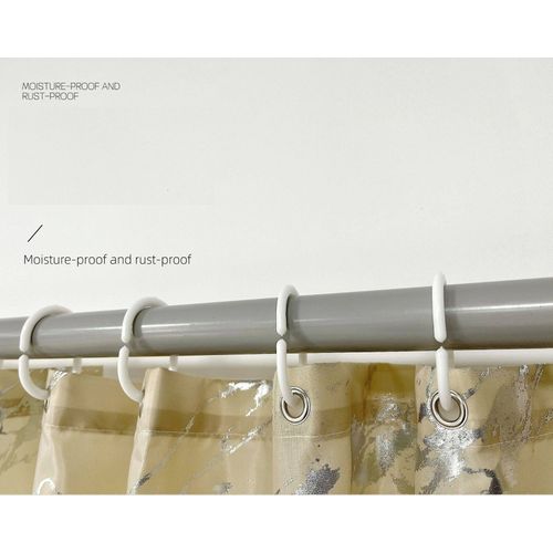Beige Simple Silver Marbled Shower Curtain - 180*180cm,, Rideau De Douche En Polyester Lavable