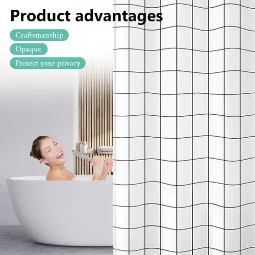 Rideau De Douche Séchage Rapide180 X 200cm, Rideau De Douche Tissu Polyester Imperméable Lavable