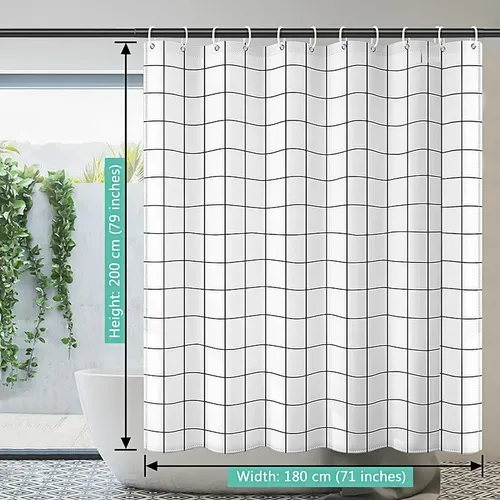 Rideau De Douche Séchage Rapide180 X 200cm, Rideau De Douche Tissu Polyester Imperméable Lavable